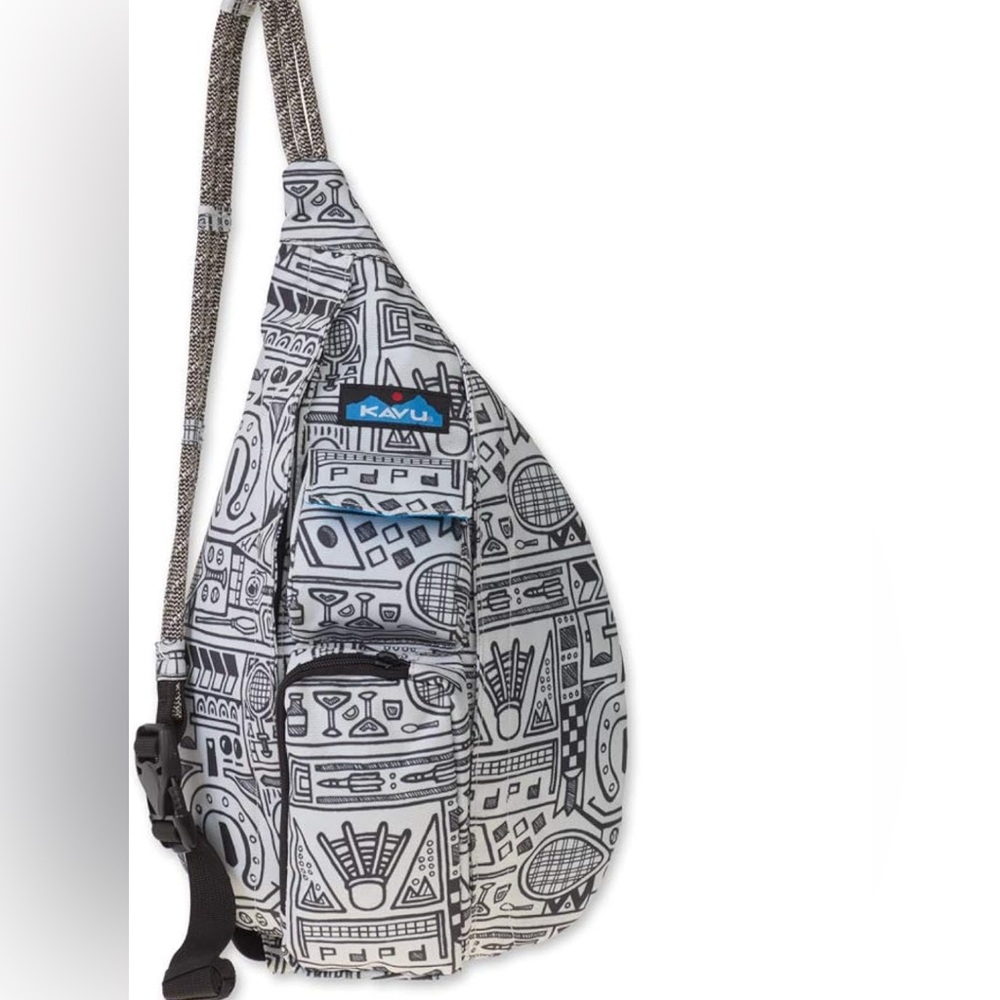 KAVU Rope Sling Bag Yard Games Gray Black Adjustable Pack Summer Travel Bag